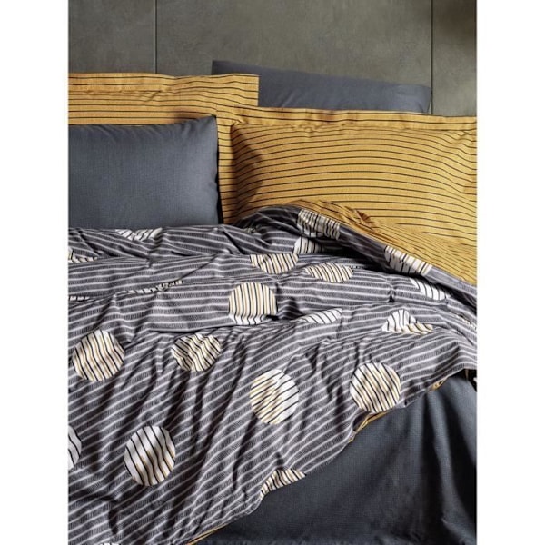 Sängkläder - 1 duvetöverdrag 220 x 240 cm + 2 örngott 60 x 60 cm - 100% förstärkt bomull - Grå Grå