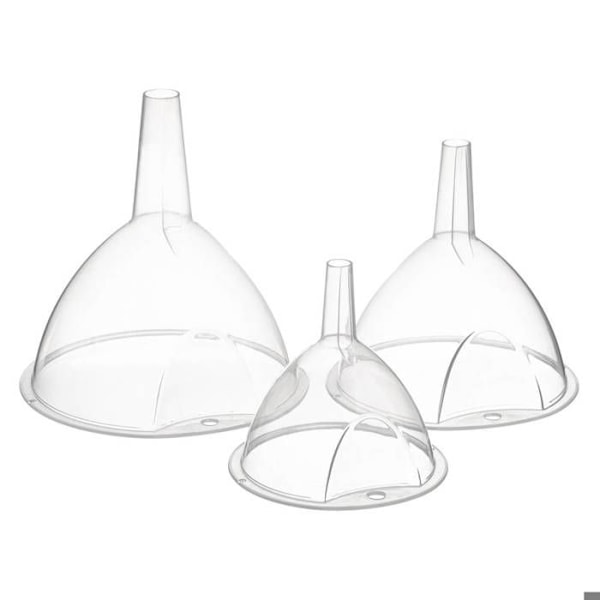 Muoviset suppilot - FIVE - 3 kappaleen pakkaus - S, M, L - Polypropeeni - Kirkas Transparent