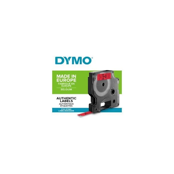 DYMO LabelManager kassette bånd D1 9mm x 7m Sort/Rød (kompatibel med LabelManager og LabelWriter Duo)