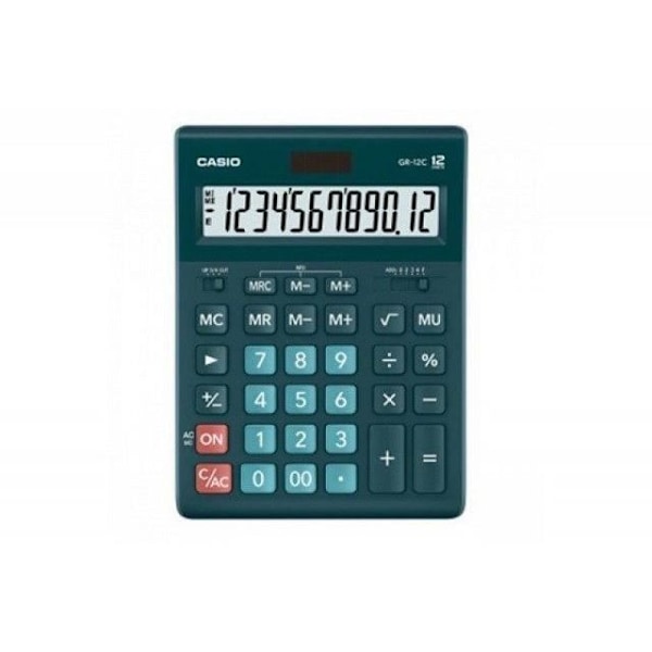 CASIO GR-12C-DG VIHREÄ KÄYTÄNTÖLASKIN, 12 NUMERON NÄYTTÖ