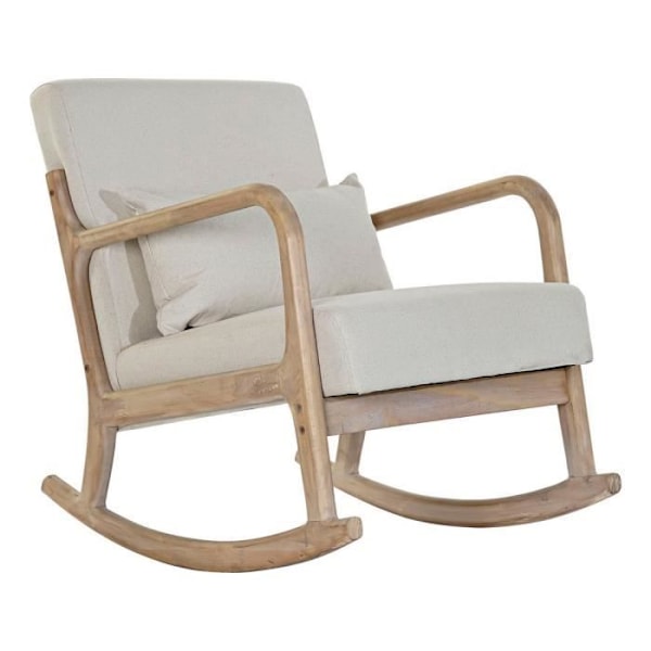 60-luvun puinen nojatuoli, luonnonkumipuu, beige - Väri: BEIGE