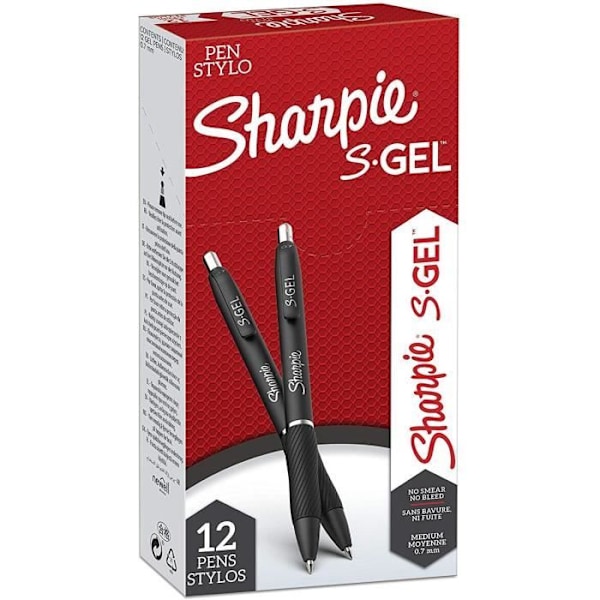 Geelipennit - SHARPIE - S-GEL - 0,7 mm - Ohut kärki - Musta Svart