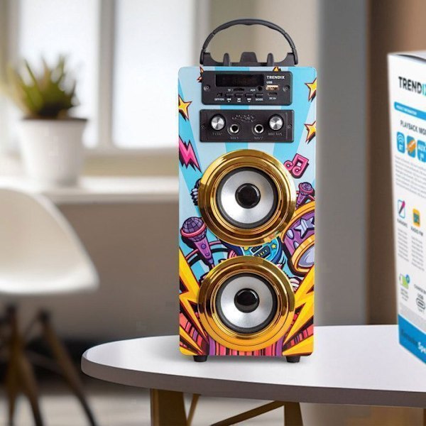 Trendix - Karaoke-musikstjerne til børn | Højttaler med Bluetooth mikrofon | Karaoke 2 mikrofoner til børn |