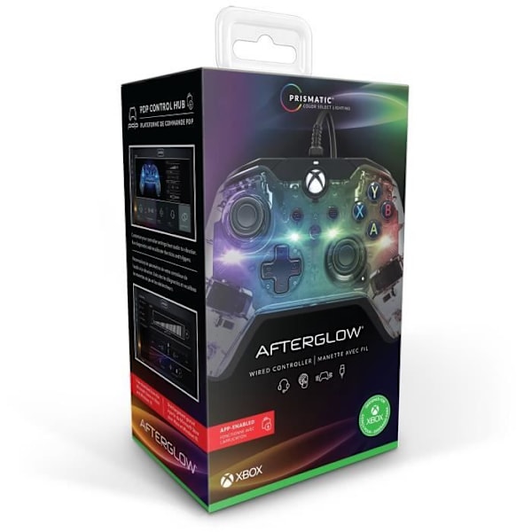 Peliohjain - Xbox Series X|S, Xbox One ja PC - LED Afterglow - Langallinen - PDP - Läpinäkyvä Transparent