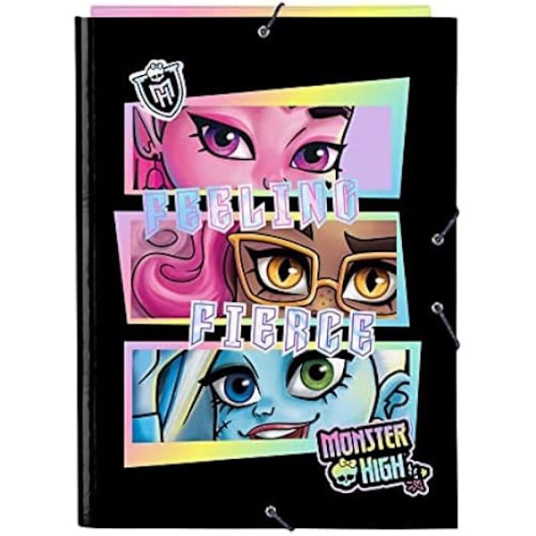 Classeur Folio - MONSTER HIGH - 3 rabats - Sort - 26 x 36,5 cm - Blandet barn Svart
