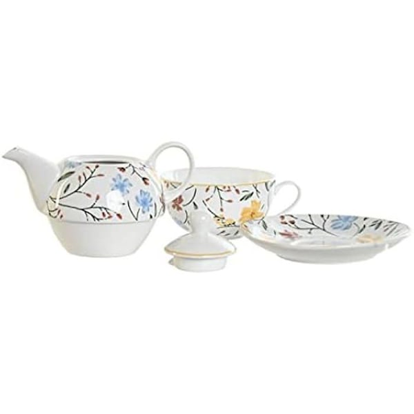 Tekanna-set - DKD HEMINNREDNING - Standard - Porslin - Blå, Vit, Gul - 13,5 x 16,5 x 14 cm Blå, gelb, vit