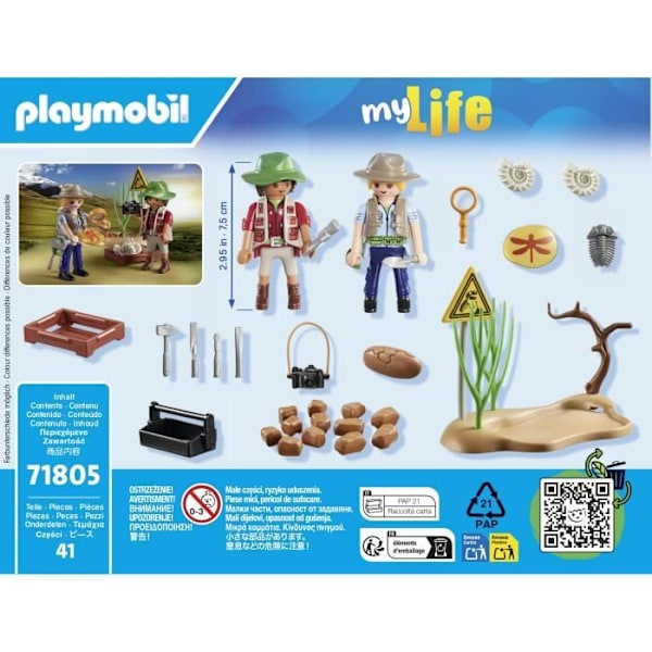 PLAYMOBIL 71805 Forskere og palæontologisk sted med fossiler, My Life, Dinos, 41 dele, Fra 4 år Flerfärgad