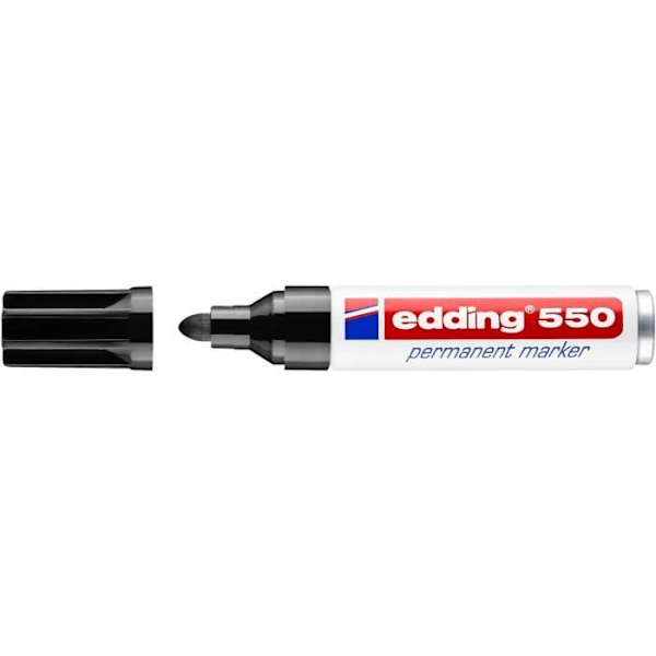 Markører - EDDING - 550 - Medium rund spids - Sort - Pakke med 10 stk Svart