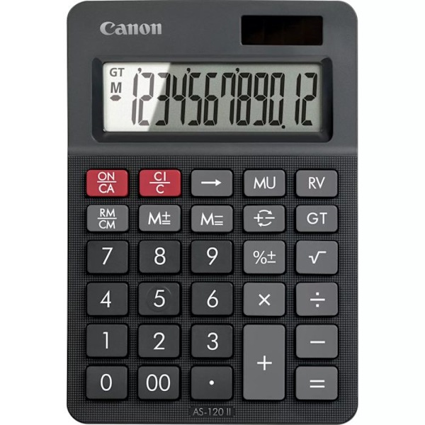 Desktop lommeregner - CANON - AS-120 II HB - LCD - Sort - Batteri
