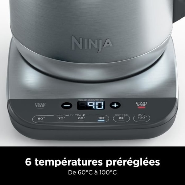 Vattenkokare - NINJA - KT201EU - 3000 W - 1,7 L - Justerbar temperatur - Rostfritt stål Rostfritt stål
