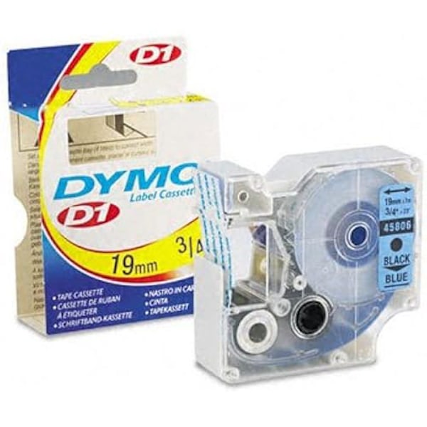 Lamineret tape til Dymo D1 45806 LabelManager™ etiketmaskiner Sort Blå 19 mm (5 enheder)