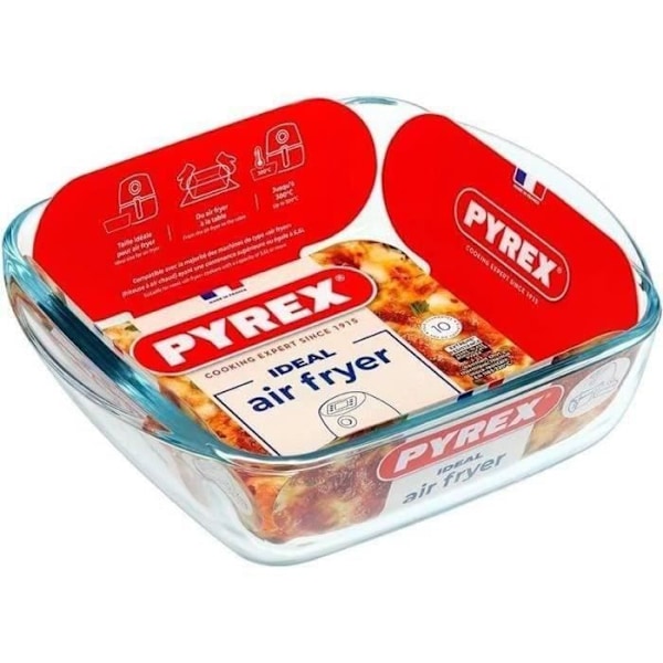 Plat air fryer - PYREX - 1450141 - Fyrkantig - I borosilikatglas - 20 x 17 cm TRANSPARENT