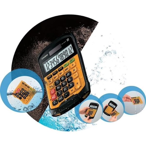 Bordregner - CASIO - WM-320MT-W-EC - Solcelledrevet - Sort / Gul
