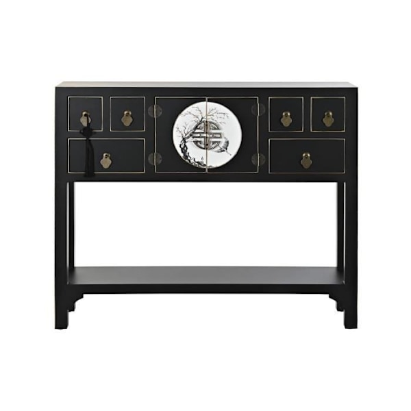 sidobord 95 x 26 x 79 cm svart gran guld vit metall mdf trä