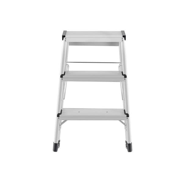 Dobbelt adgangs trappetrin 2x3 trin foldbar i aluminium Hailo D60