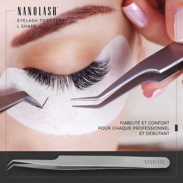 Vippe pincet - Nanolash - L - Professionel - Vippe extensioner - Grå
