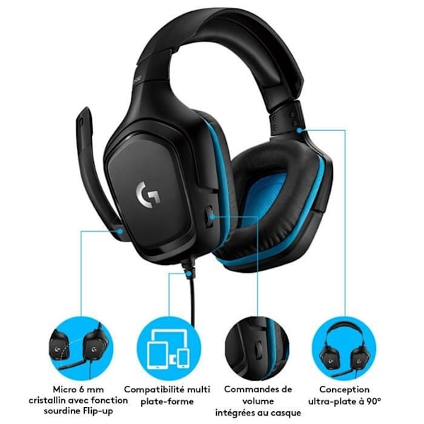 Gaming headset - Kablet - Logitech G - G432 - Med mikrofon - Sort