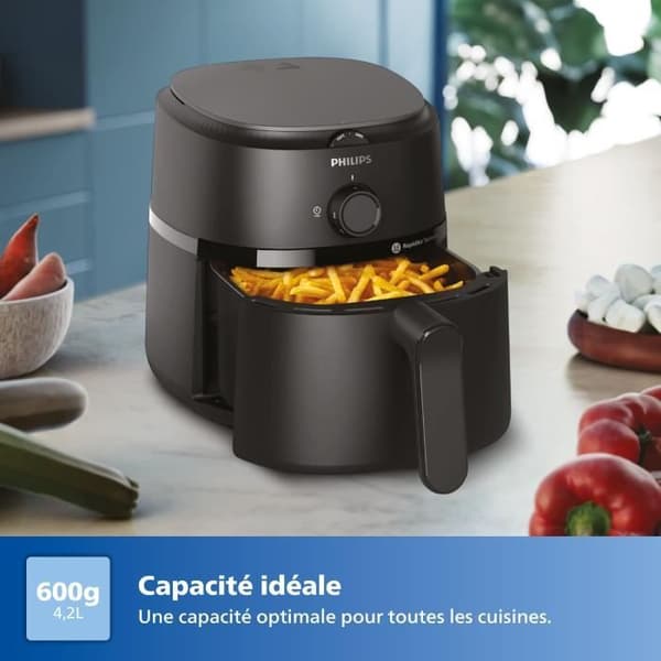 Fritøjs uden olie - PHILIPS - NA120/00 - Airfryer Serie 1000 4.2L - 12 tilberedningsmetoder - 1500W - Sort Sort