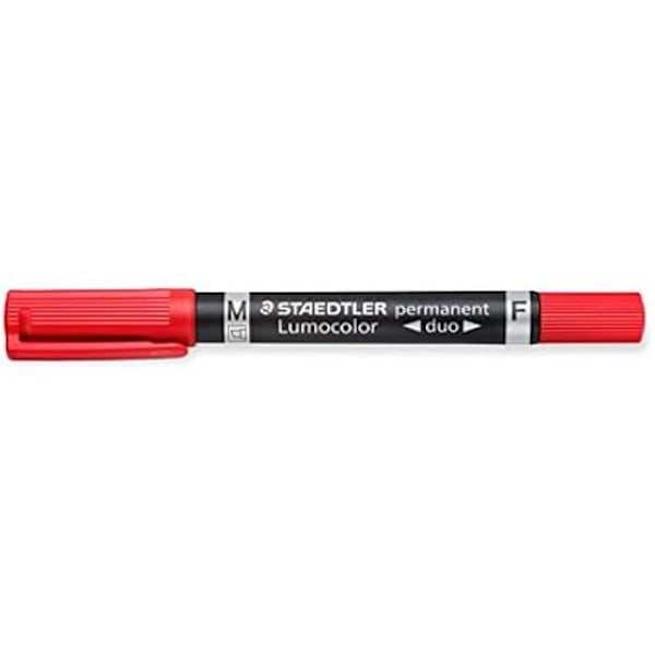 Pysyvät tussit - STAEDTLER - Lumocolor Duo - Punainen - 10 kpl pakkaus - Hieno kärki 1,5 mm Svart röd
