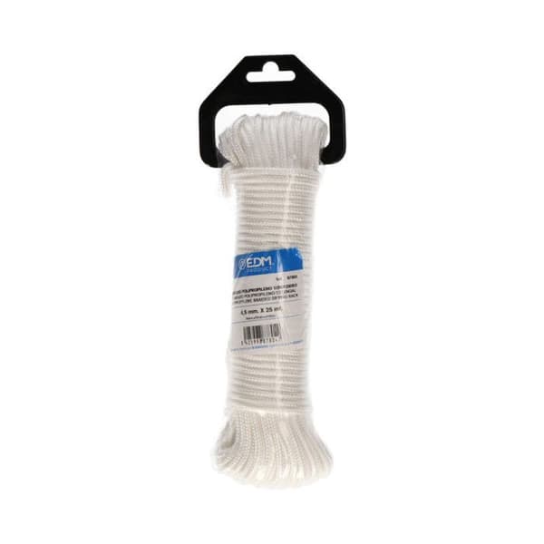 Flätad snöre torkställ - Vit polypropen - 4,5 mm x 25 m - Utomhusresistent - 87804 Vit