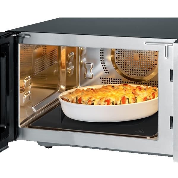 Mikroovn med grill og varmluft 3-i-1 - SEVERIN - Flad glasbund, 8 programmer, 900W, 25L - Rustfrit stål - MW 7777