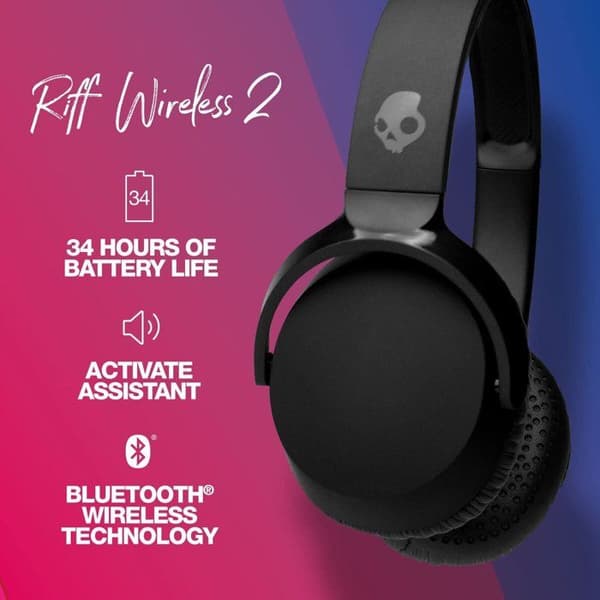 Over-ear headset - Skullcandy - Riff 2 - Bluetooth - Multi-pairing - Black Sort