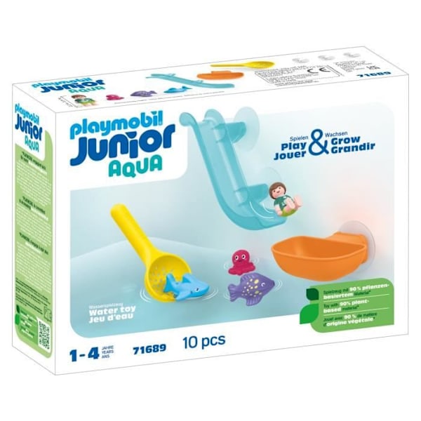 PLAYMOBIL Junior 71689 Vattenrutschbana och marina djur, Badleksak, Från 18 månader Flerfärgad