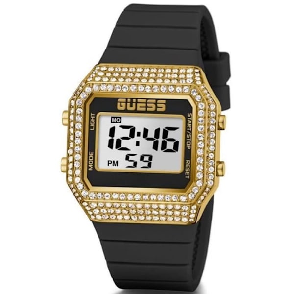 Ur - Guess - Zoom GW0430L2 - Kvarts - Rustfrit stål - Sort silikonearmbånd Svart