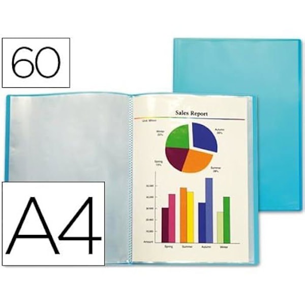Dokumentskydd - LIDERPAPEL - 51721 - 60 fickor - Plast - Cyan magenta gul Cyan magenta gul