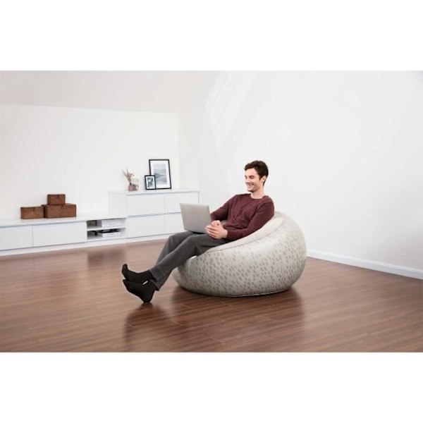 uppblåsbar fåtölj - BESTWAY - Rund 122 x 66 cm - 3 färger - Hållbar vinyl - Bekväm 3 matchande färger