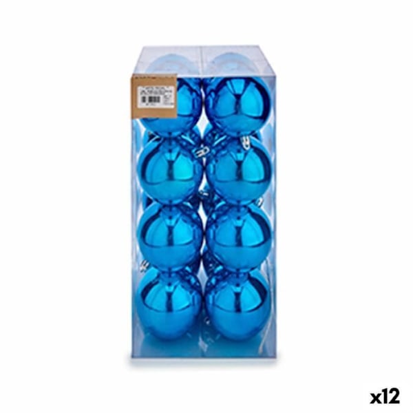 massa blåa julkulor i plast 8 x 9 x 8 cm (12 enheter)
