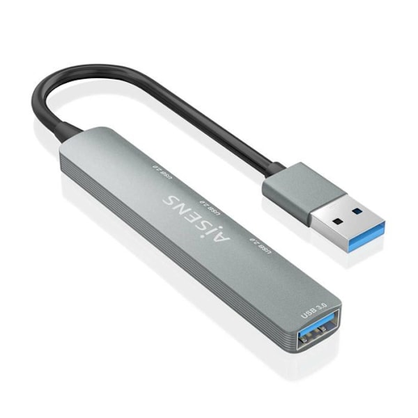 HUB USB - AISENS - Aluminium - 1xUSB 3.0 - 3xUSB 2.0 - Grå 10cm