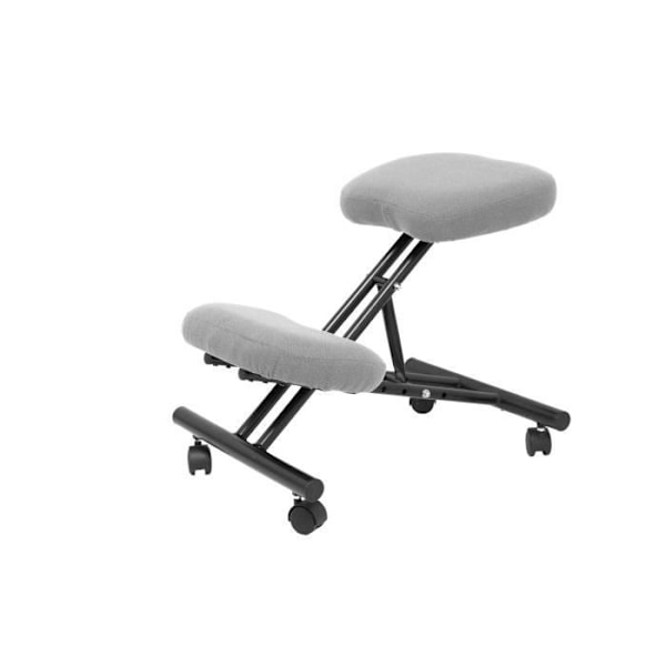 Fast ergonomisk kontorstol, justerbar i forskellige positioner og med hjul. polstret sæde i lysegråt BALI stof