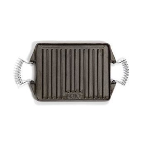 Rektangulär gjutjärnsplancha - - 47 x 27 cm - för gaseldar eller grillglöd Grå