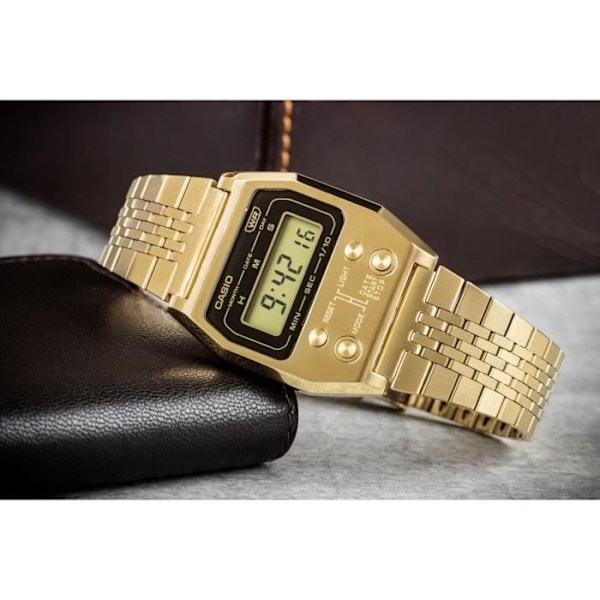 Ur - Casio - A1100G-5EF - Forgyldt rustfrit stål - Vandtæt 3 Atm - Digital gyllene