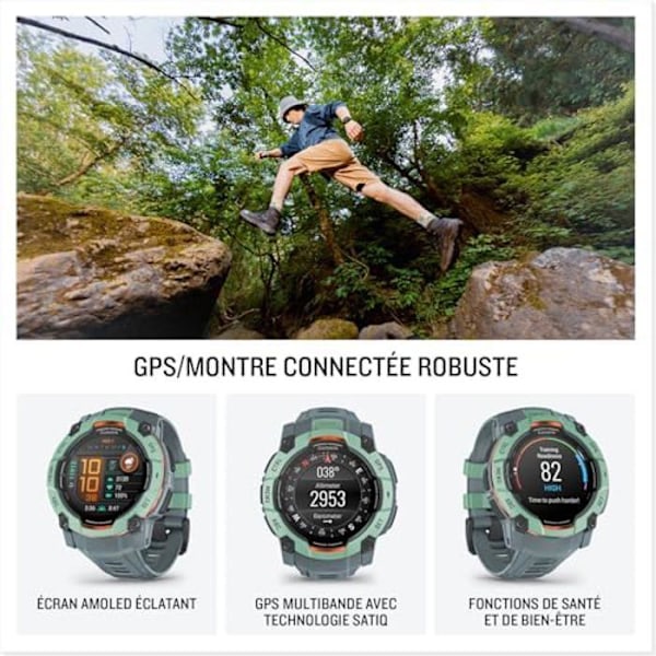 GPS Ur Garmin Instinct 3 - AMOLED - 50 mm - Vandafvisende 10 ATM - Batterilevetid 24 dage - Multisport