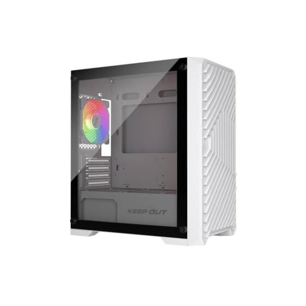 PC-pelikotelo - KEEP OUT - XC-220 - Micro-ATX - ARGB - Temperoitua lasia valkoinen
