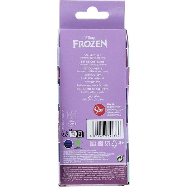 Ruokailuvälineet - Disney - Frozen - 2 kpl setti - Ruostumaton teräs - Lapsille - Elsa ja Anna grafiikkaa Himmelsblå