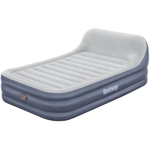 Oppustelig seng - BESTWAY - 67923 - Tritech™ SleekFlow™ - 2 personer, 226 x 152 x 84 cm, hovedgærde, indbygget pumpe blå/grå
