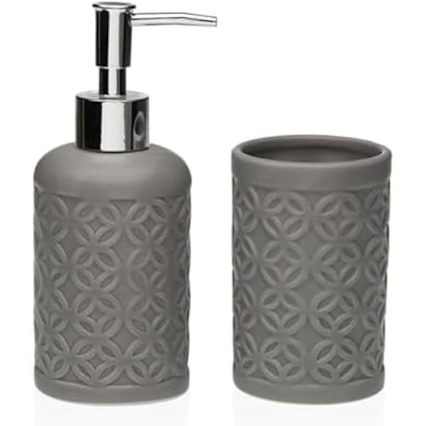 Badrumsset - VERSA - Grå - Dolomit - 8,3 x 8,3 x 18,5 cm - S3412182 Flerfärgad