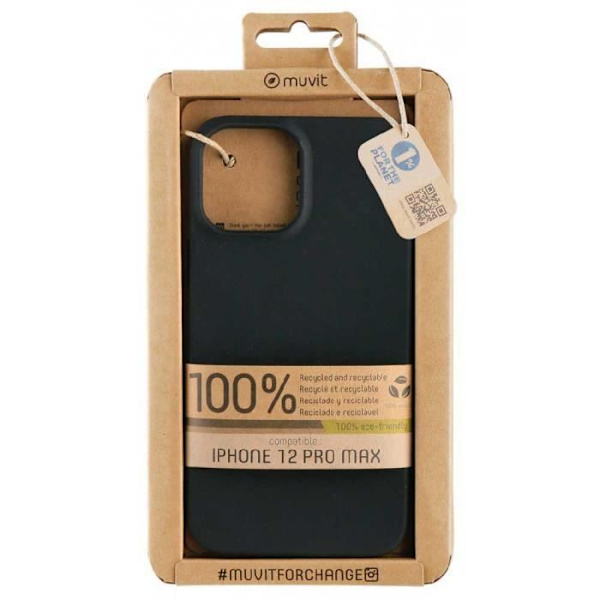 Coque - MUVIT - FUNDA RECYCLETEK - Sort - Blød - Kompatibel med Apple iPHONE 12 Pro Max Sort
