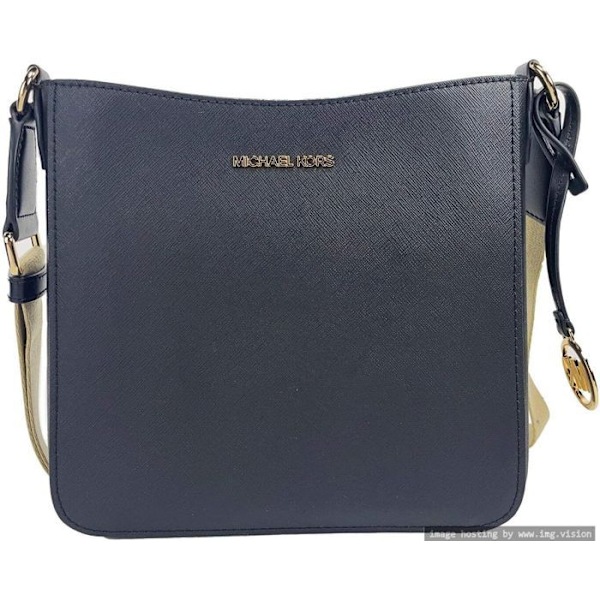 Axelväska - Michael Kors - Jet Set Black Messenger - Saffiano-läder - Justerbar axelrem - Zipperficka Svart, marin