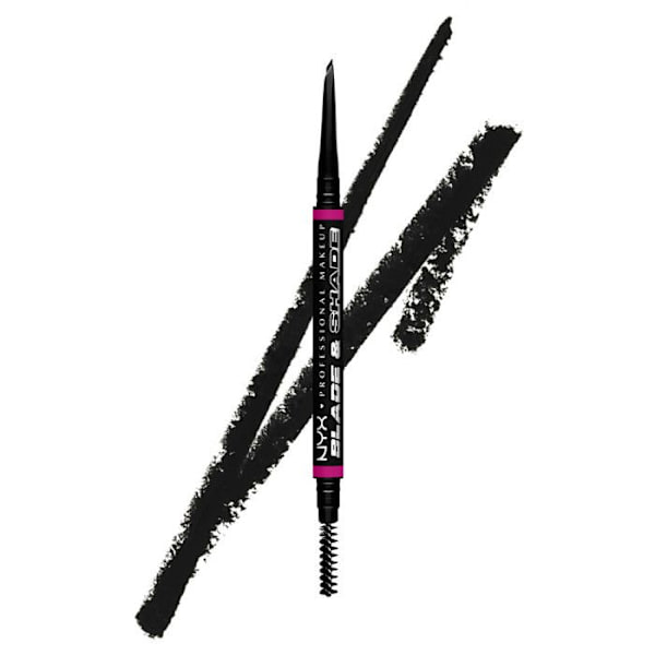 NYX Professional Makeup Blade & Shade, Kaksipäinen kulmakynä, kesto jopa 16h, Musta Sort