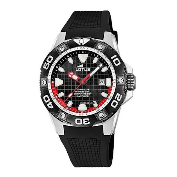 Ur - LOTUS - Monytre Lotus Diver Professional - Sort gummi - Vandtæt 200m - Dato skive Vit