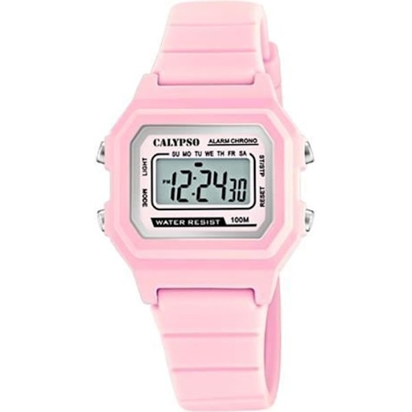 Digital børneur - CALYPSO - Pastelrosa - Rektangulært ur - Sporty - Quartz Rosa