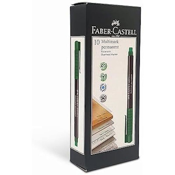 Uudslettelig tusch - FABER-CASTELL - Multimark - Grøn farve - Fin spids - 1 stk Grön, Svart