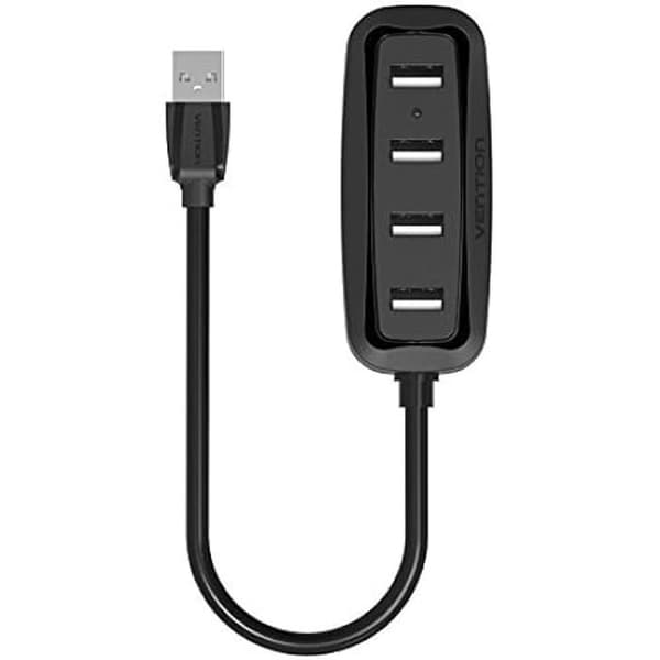 USB 2.0 hub - VENTION - 4 porte - Sort - 0,15 m - Hurtig tilslutning