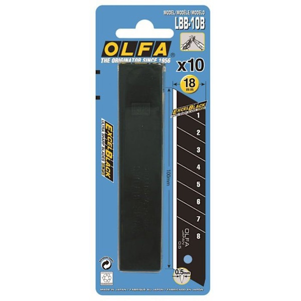 Lames - LOOTIL PARFAIT - JAKELIJA 10 MUSTAA LAMELLA OLFA 18 MM - 18 mm sort