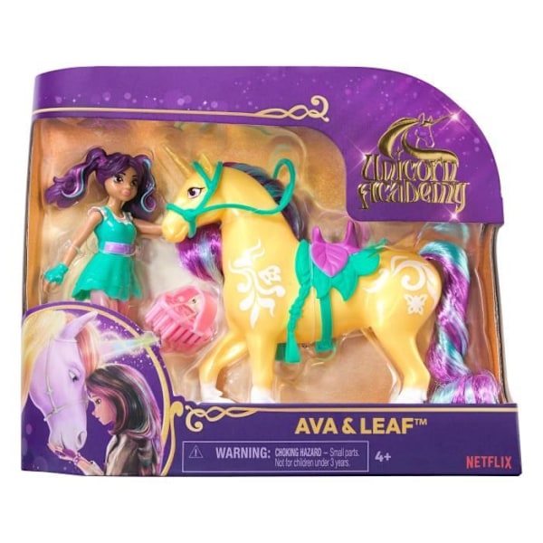 SPIN MASTER YOUNGBLOOM UNIKORNI JA NUKKE LEAF JA AVA Unicorn Academy Lila och turkos