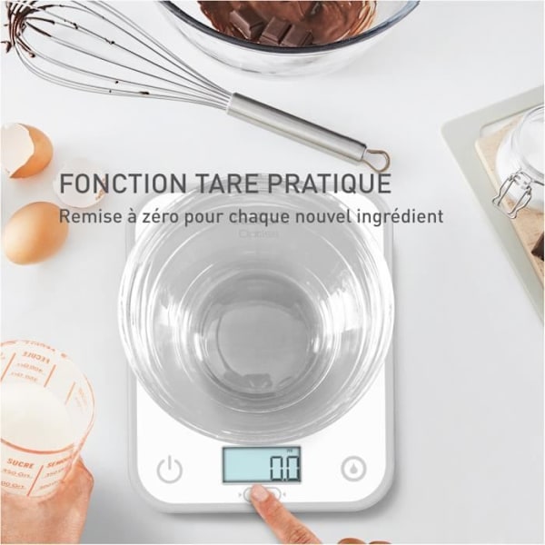 TEFAL Optiss elektronisk köksvåg, bakgrundsbelyst display, reptålighet, 5 kg kapacitet, vit BC50U0V0 Vit